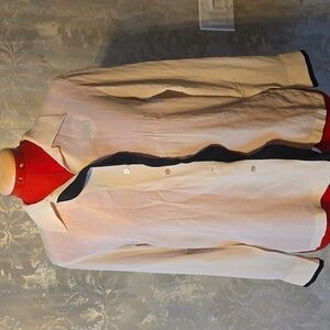 MaxMara Silk Cream Button-Up Shirt with Black Trim